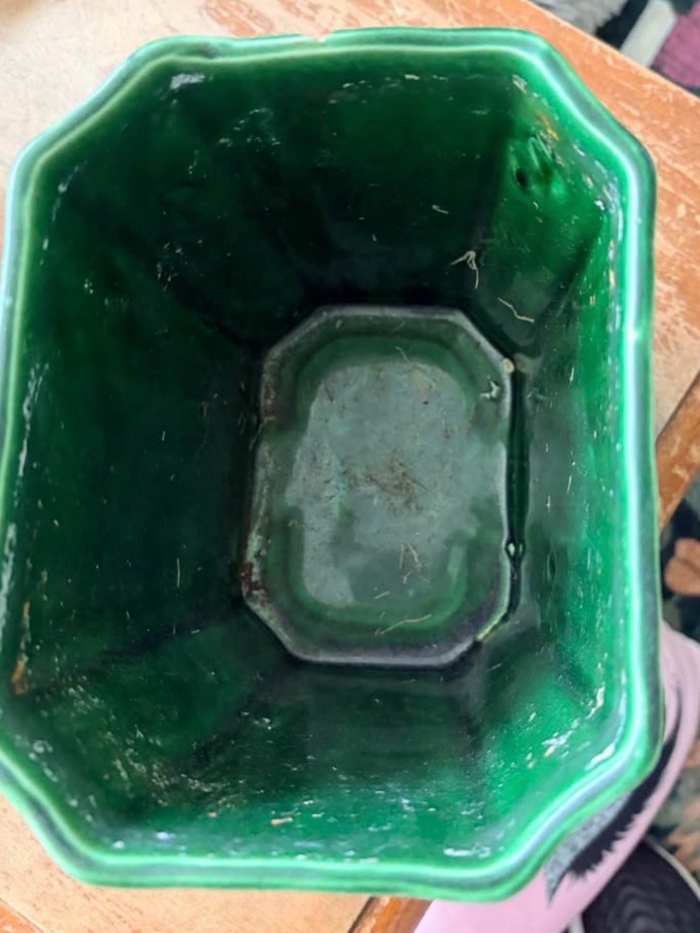 Vintage Green Ceramic Planter / Cache Pot - Picture 3 of 6
